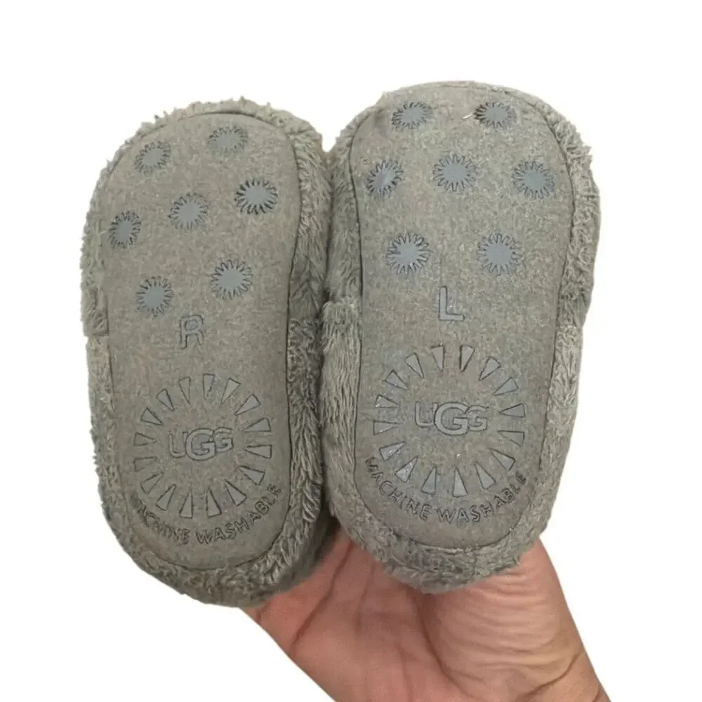 UGG Bixby Booties Charcoal Gray Fleece Baby Infant Size 2-3